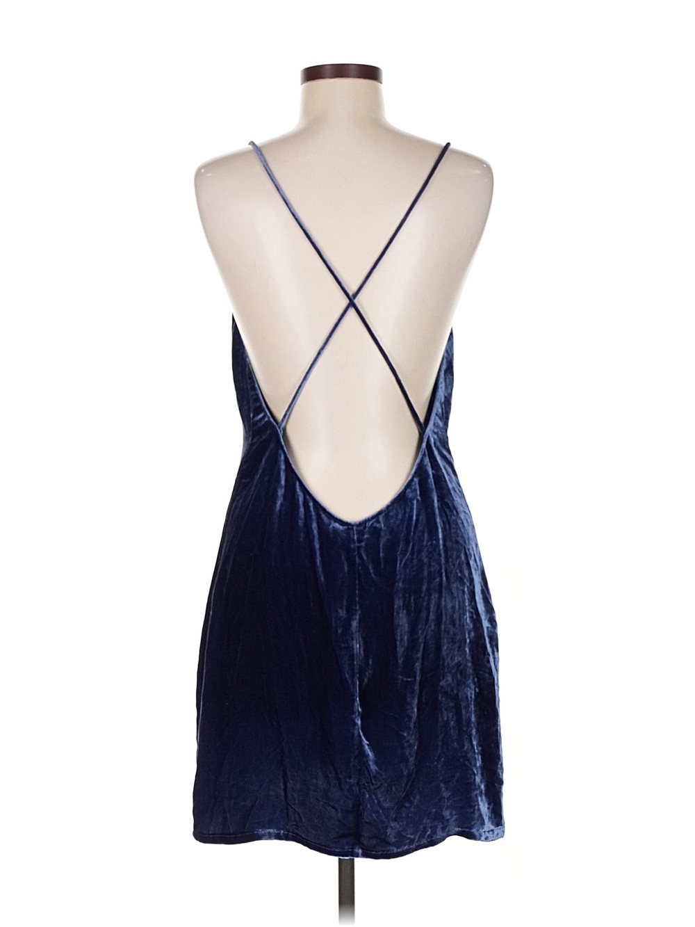 Reformation Crushed Velvet Blue Mini Slip Dress - Picture 3 of 9